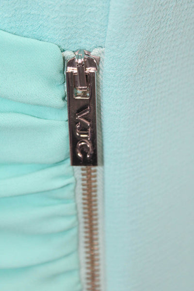 VJC Versace Womens Sleeveless Gathered Zip Detail Sheath Dress Turquoise Size 6