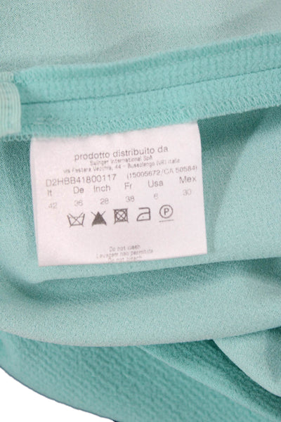 VJC Versace Womens Sleeveless Gathered Zip Detail Sheath Dress Turquoise Size 6