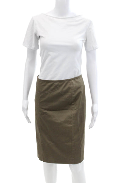Armani Collezioni Women's Zip Closure Lined Slit Hem Mini Skirt Brown Size 2