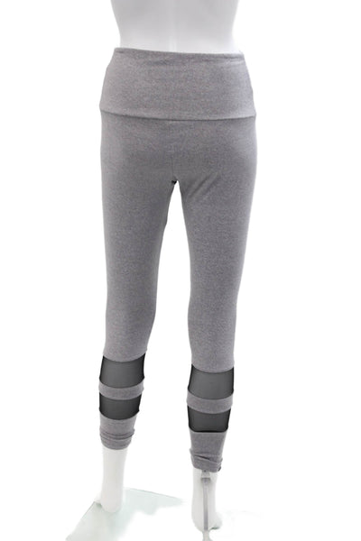 ONZIE Women's Midrise Sheer Trim Full Legh Active Wear Legging Gray Size S