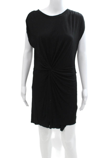 ALC Women's Round Neck Sleeveless Cinched Mini T-Shirt Dress Black Size M
