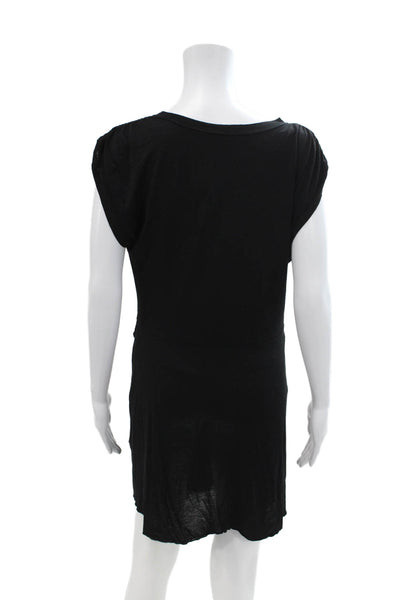 ALC Women's Round Neck Sleeveless Cinched Mini T-Shirt Dress Black Size M