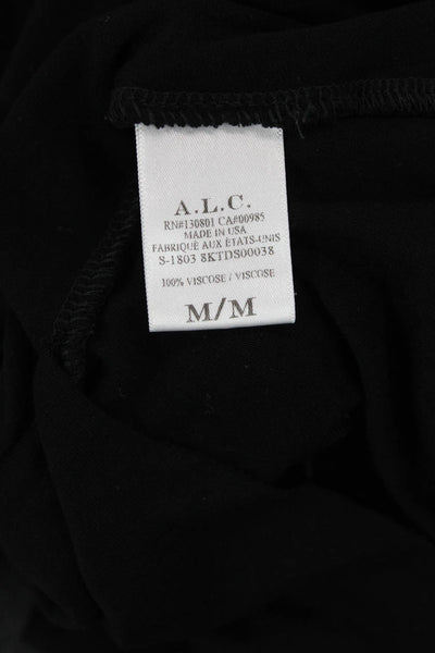 ALC Women's Round Neck Sleeveless Cinched Mini T-Shirt Dress Black Size M