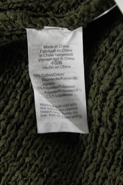 Point Sur Women's Round Neck Sleeveless Knit Sweater Tank Olive Green Size S