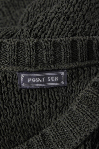 Point Sur Women's Round Neck Sleeveless Knit Sweater Tank Olive Green Size S