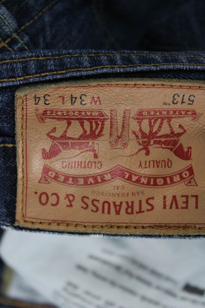 Levis Womens Cotton Zip Button Lined Straight Leg Denim Jeans Blue Size EUR 34
