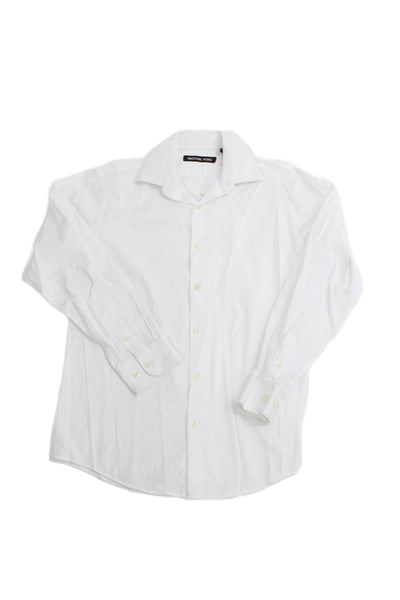 Michael Kors Boys Cotton Collared Button-Down Dress Shirt White Size 14