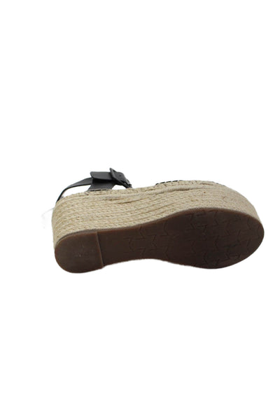 Marc Fisher LTD. Womens Leather Randall Espadrille Wedges Black Size 7 Medium