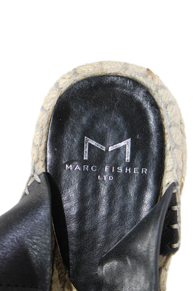 Marc Fisher LTD. Womens Leather Randall Espadrille Wedges Black Size 7 Medium