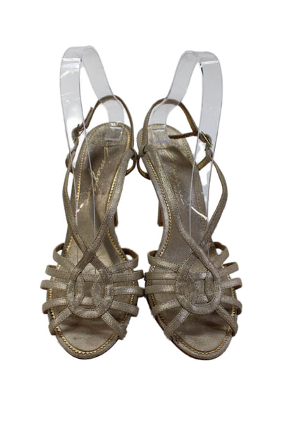 Vince Camuto Imagine Womens Leather Slingbacks Sandal Heels Gold Size 8 B