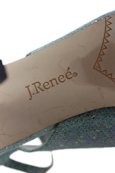 J. Renee Womens Pointed Toe Slingbacks Pumps Sky Blue Metallic Size 9 Wide