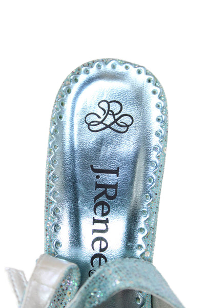 J. Renee Womens Pointed Toe Slingbacks Pumps Sky Blue Metallic Size 9 Wide