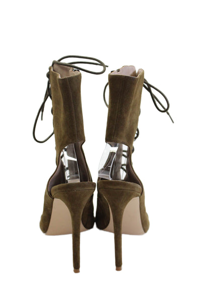 Steve Madden Womens Suede Lace Up Keneee Slingbacks Ankle Boots Brown Size 10 Me