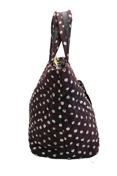 Betsey Johnson Womens Polka Dot Quilted Shoulder Handbag Wine Red White