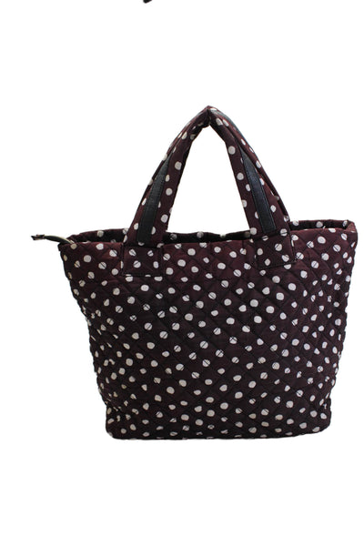 Betsey Johnson Womens Polka Dot Quilted Shoulder Handbag Wine Red White