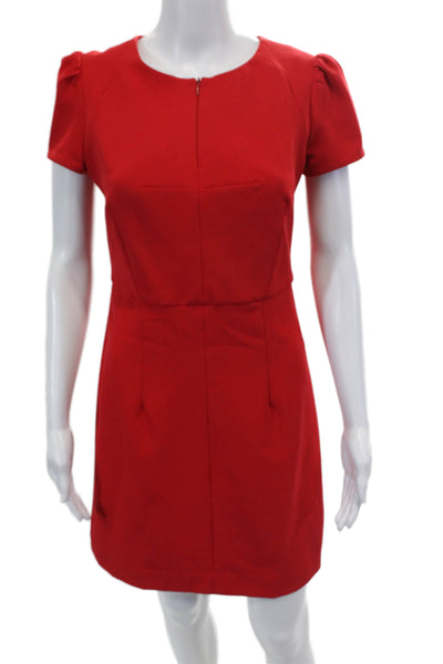 Milly Womens Short Sleeve Knee length Solid Sheath Dress Red Size 4