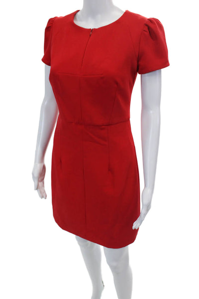 Milly Womens Short Sleeve Knee length Solid Sheath Dress Red Size 4