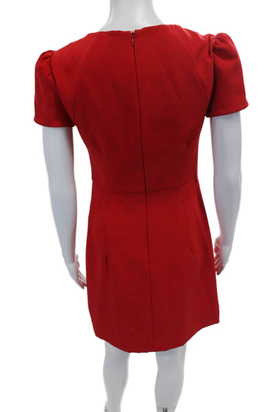 Milly Womens Short Sleeve Knee length Solid Sheath Dress Red Size 4
