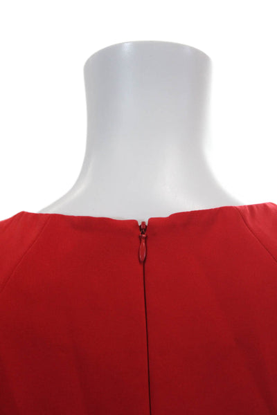 Milly Womens Short Sleeve Knee length Solid Sheath Dress Red Size 4