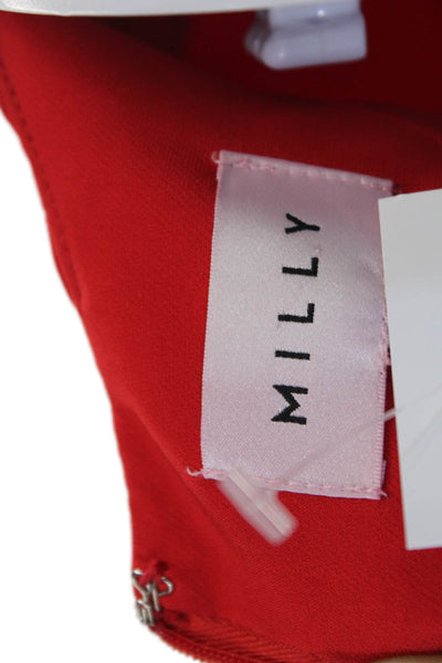 Milly Womens Short Sleeve Knee length Solid Sheath Dress Red Size 4