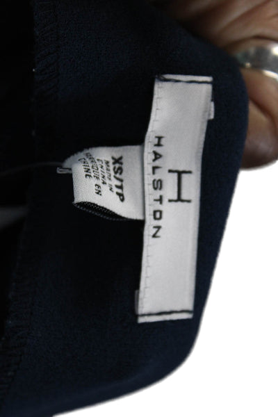 H By Halston Womens Contrast Trim Tie Waist Faux Wrap Skirt Blue Size XS