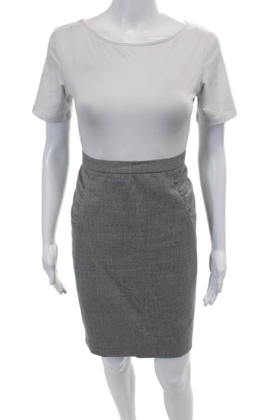 BCBGMAXAZRIA Womens Gathered Knee Length Pencil Skirt Gray Size 4