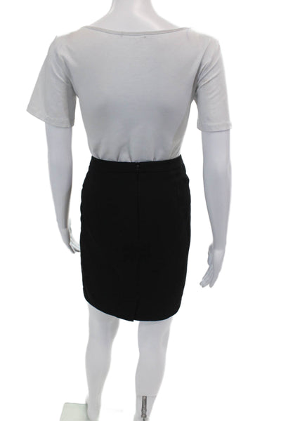 Trina Turk Womens Solid Buttoned Knee Length Pencil Skirt Black Size 2