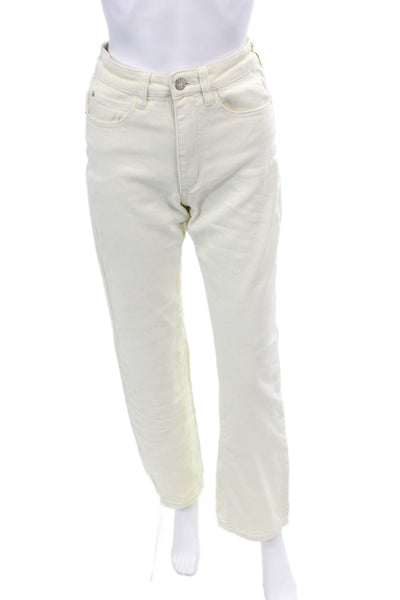 We Wore What Women's Midrise Five Pocket Straight Leg Denim Pants Cream Size 24