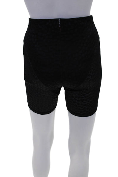 Adam Selman Womens Animal Print Stretch Mid-Rise  Athletic Shorts Black Size S