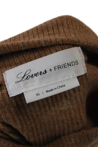 Lovers + Friends Womens Cropped Turtleneck Sweater Brown Size Extra Small