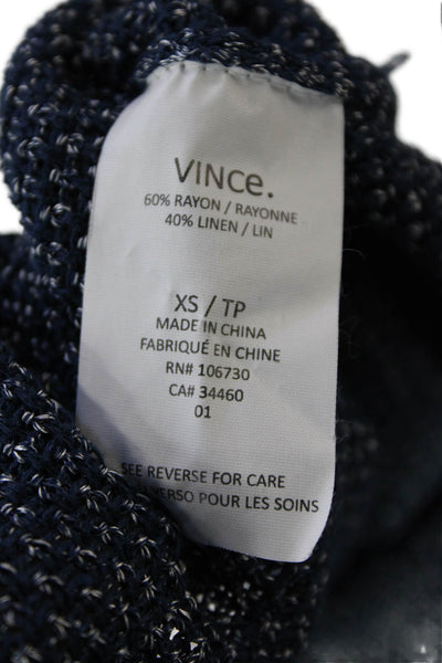 Vince Womens Textured Knit Crew Neck Long Sleeve Sweater Dark Blue Size XS