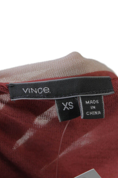 Vince Womens Contrast Trim Short Sleeve Round Neck Basic Top Pink Size XS