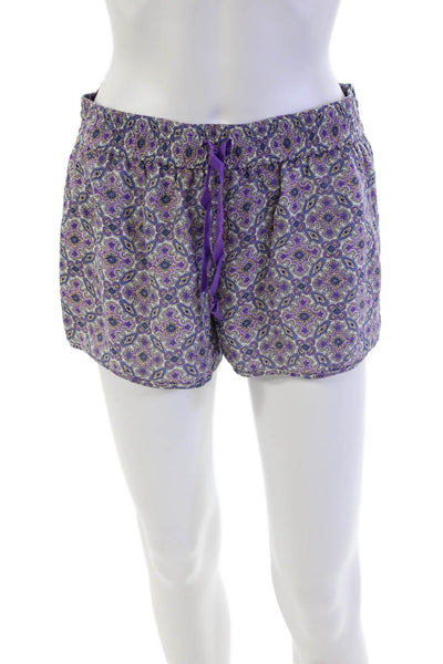 Joie Womens Silk Paisley Pocketed Drawstring Waist Casual Shorts Purple Size S