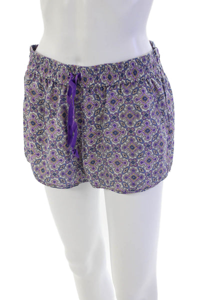 Joie Womens Silk Paisley Pocketed Drawstring Waist Casual Shorts Purple Size S