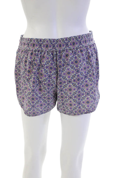 Joie Womens Silk Paisley Pocketed Drawstring Waist Casual Shorts Purple Size S