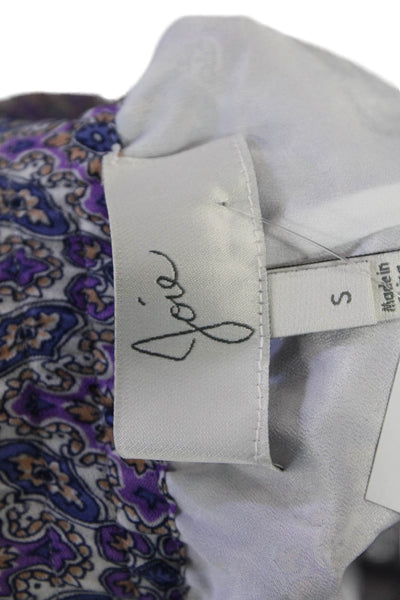 Joie Womens Silk Paisley Pocketed Drawstring Waist Casual Shorts Purple Size S