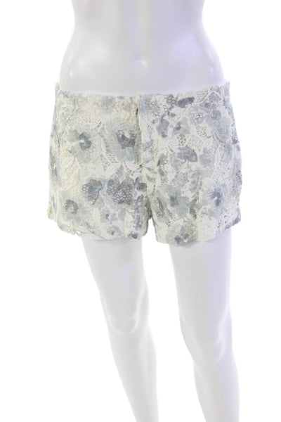 Joie Womens Cotton Floral Lace Overlay Zippered Short Shorts White Size 2