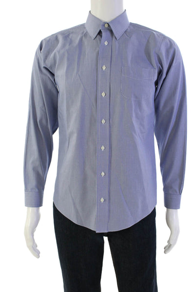Brooks Brothers Mens Mini Houndstooth Print Button Down Shirt Blue Size 18