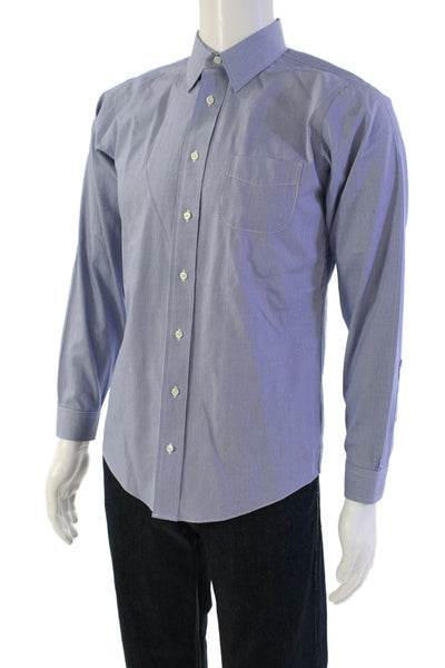 Brooks Brothers Mens Mini Houndstooth Print Button Down Shirt Blue Size 18