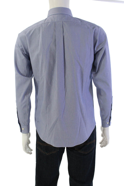 Brooks Brothers Mens Mini Houndstooth Print Button Down Shirt Blue Size 18