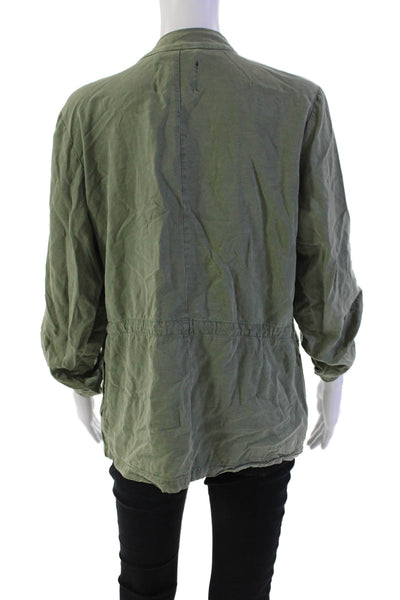 Sanctuary Women's 3/4 Sleeves Open Front Cinched Waist Jacket Olive Green Size M