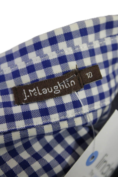 J. Mclaughlin Boys Long Sleeves Collared Button Down Shirt Blue Check Size 10