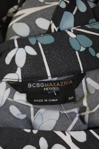BCBG Max Azria Womens Floral 3/4 Sleeve Knee Length Dress Gray Size PS