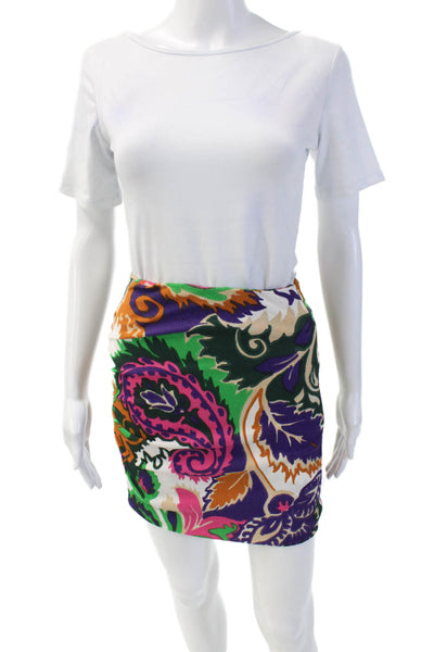 Ba&Sh Womens Textured Zip Floral Printed Midi Tight Skirt Multi Size EUR 34