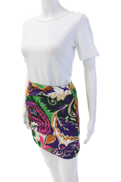 Ba&Sh Womens Textured Zip Floral Printed Midi Tight Skirt Multi Size EUR 34