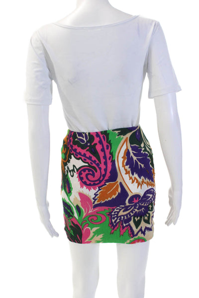 Ba&Sh Womens Textured Zip Floral Printed Midi Tight Skirt Multi Size EUR 34