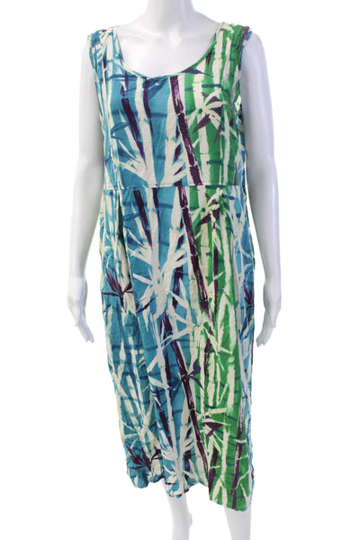 Jams World Womens Geometric Print Sleeveless Trapeze Dress Blue Size M