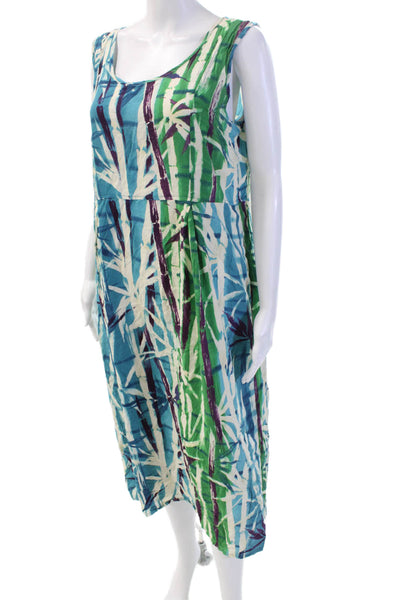 Jams World Womens Geometric Print Sleeveless Trapeze Dress Blue Size M