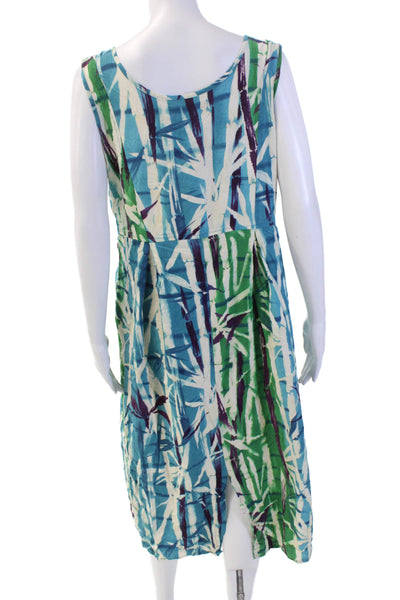 Jams World Womens Geometric Print Sleeveless Trapeze Dress Blue Size M