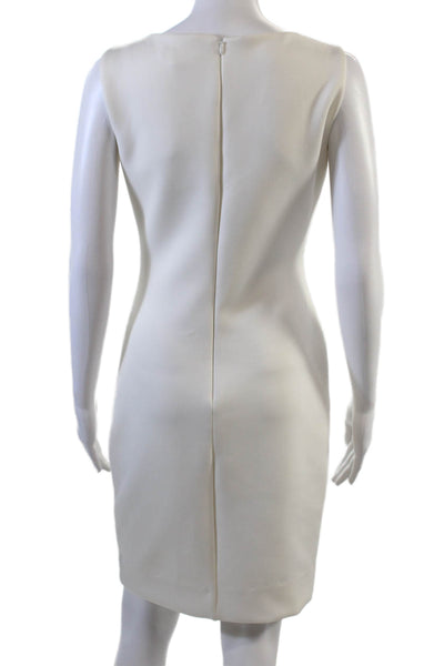 Calvin Klein Womens Jeweled Sleeveless Knee Length Sheath Dress White Size 4